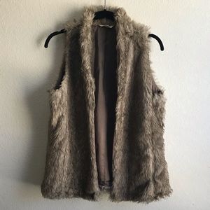 Faux Fur Vest, light and medium brown